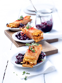 Crispy Finger Sandwiches with Beer-Braised Duck and Wild Blueberry Chutney Picture