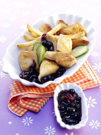 Chicken Nuggets with Wild Blueberry Catsup Sauce and French Fries Picture