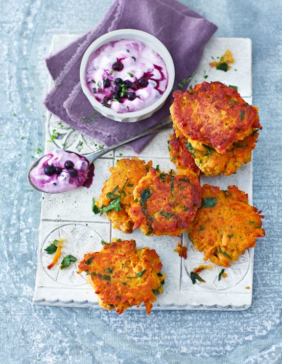 Lentil Sweet Potato Pancakes with Wild Blueberry Cream Picture