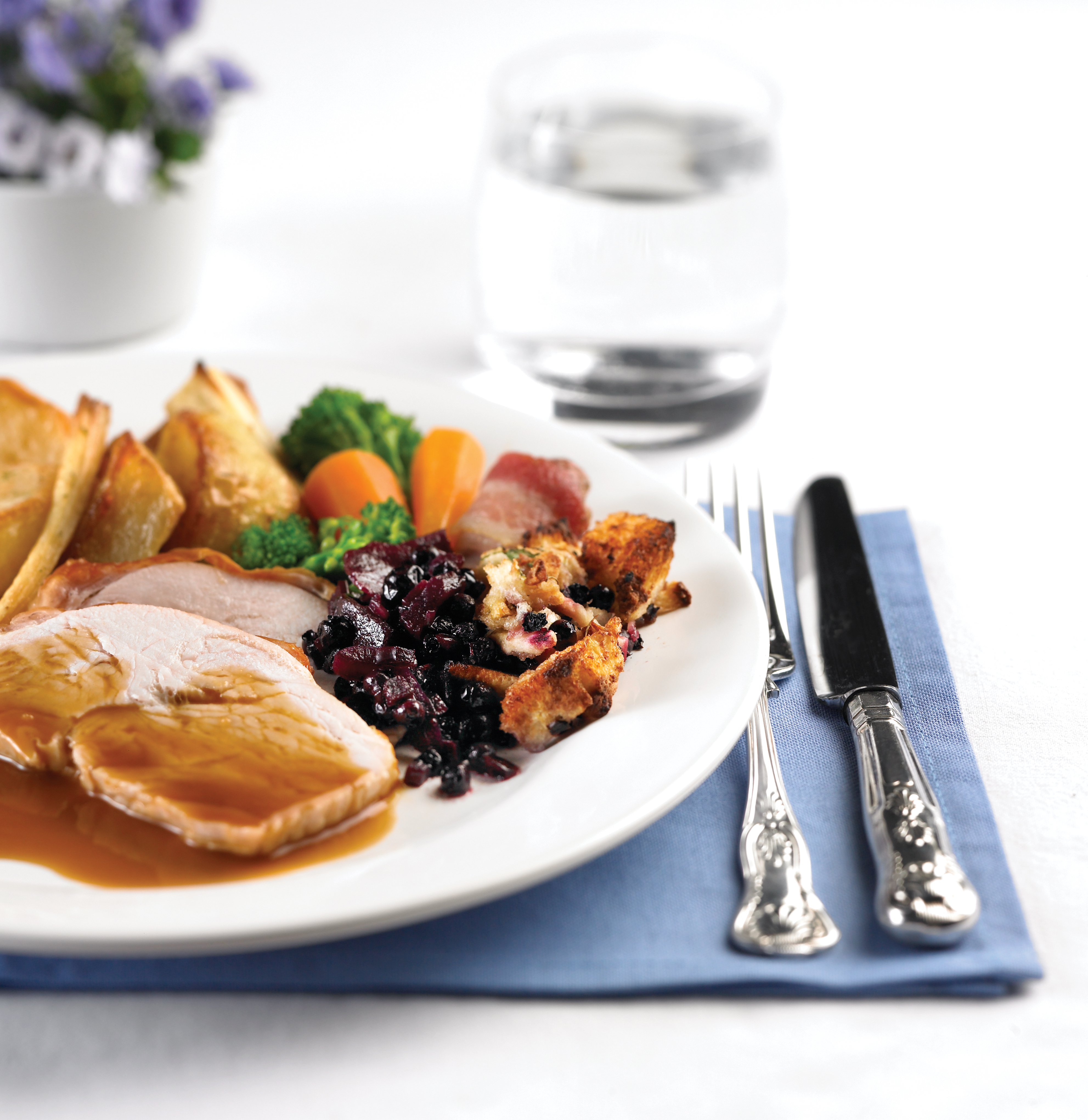 Roast Turkey with Wild Blueberry Stuffing and Apple Compote Picture