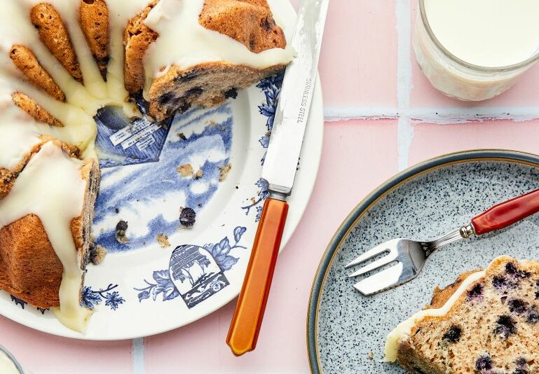 Wild Blueberry Buttermilk Bundt Cake with Cream Cheese Glaze Picture